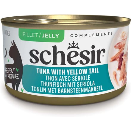 12x70g Schesir Complements in Gelee Thunfisch mit Gelbschwanzmakrele Katzenfutter nass