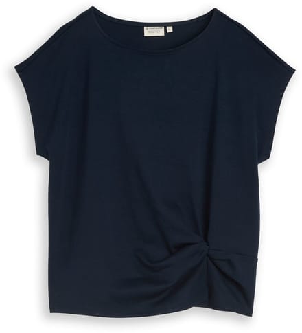 Tom Tailor - T-shirt met knoopdetail - Maat S - sky captain blue
