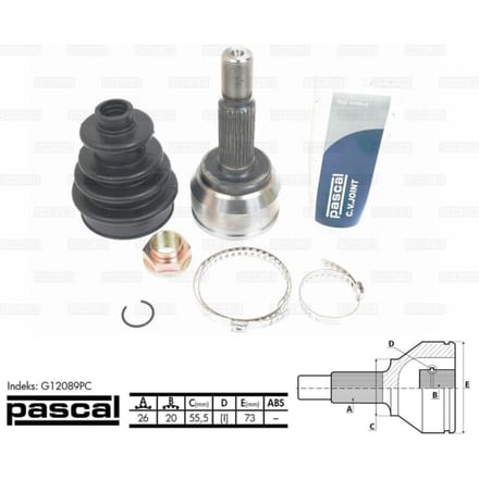 Homokineet reparatie set, aandrijfas PASCAL G12089PC