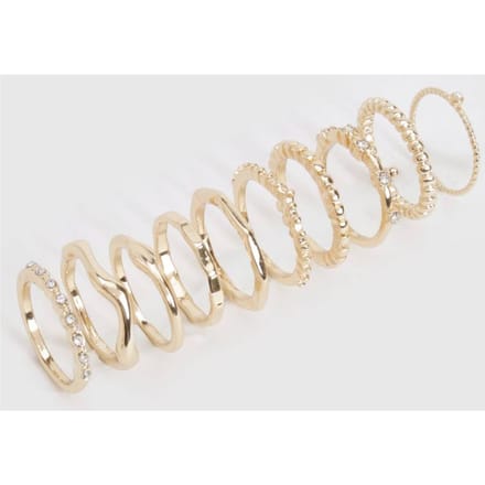 boohoo Dames Gouden 10-pack ringen | Maat: Small/Medium