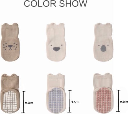 3 Paar - Baby Antislip Sokken - dieren - 0-6 maanden