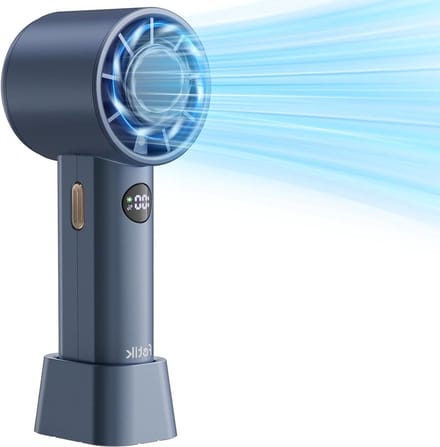 Verstelbare Turbo Mini-Ventilator | Draagbare Handventilator 3600mAh | Oplaadbare Persoonlijke Ventilator Digitaal Display Blauw Turbo fan
