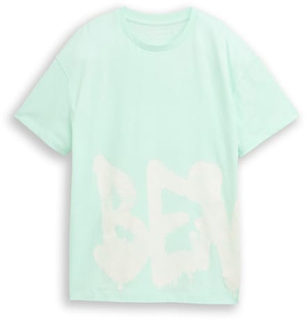 Tom Tailor - Oversized T-shirt met print - Maat 140 - soft sugar green