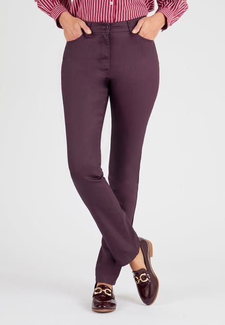 Damart - 5-pocket gecoate broek - Dames - Rood - 44