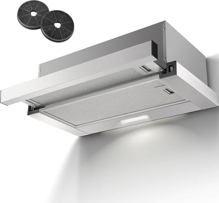 Telescopische Afzuigkap 60 cm met Koolstoffilter - 620 m³/u