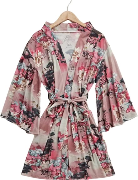Livano Badjas Dames - Kimono - Kamerjas - Ochtendjas - Pyama - Roze - M