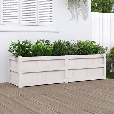 vidaXL - Plantenbak - 180x50x50 - cm - massief - grenenhout - wit