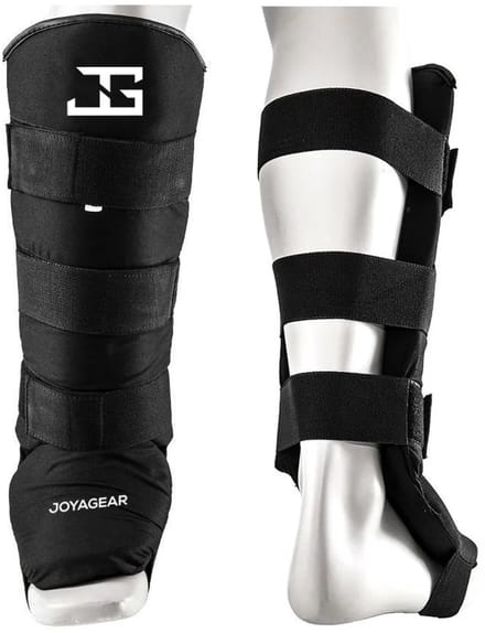 Joyagear Scheenbeschermer – Kickboksen/Muay Thai – Zwart – S – incl. Bandage