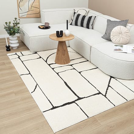 FRAAI Japandi vloerkleed - Yori Blocks Crème/Zwart - 200x290cm