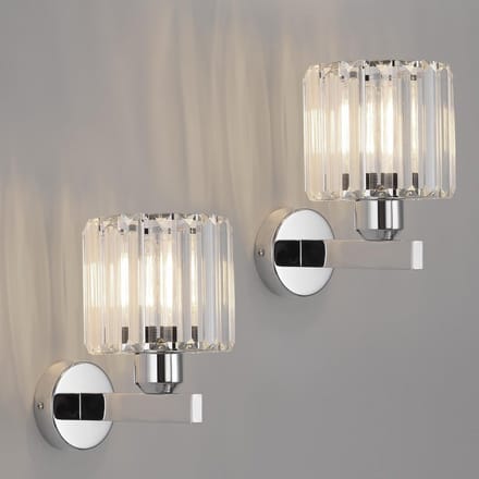 Set van 2 Zilveren Wandlampen met Kristal voor Binnenverlichting E27 Fitting