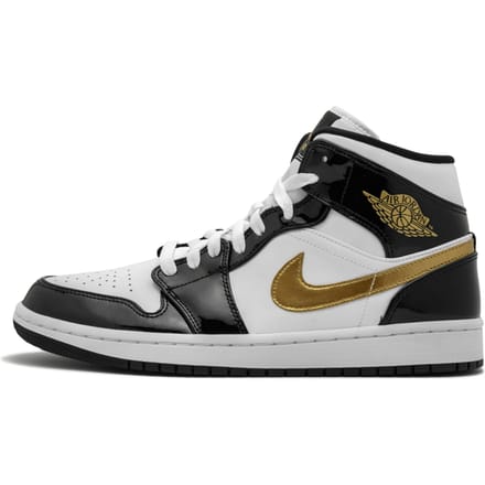 Air Jordan 1 Mid SE Black Gold Patent Leather