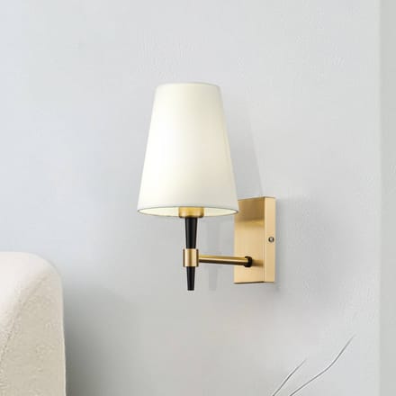 Maytoni wandlamp Zaragoza, goudkleurig/wit, textiel