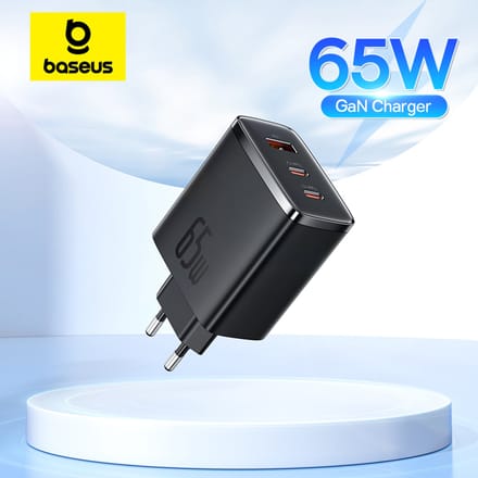 Baseus 65W GaN-oplader PD Charge Type C USB-oplader Ondersteuning QC draagbare snellader voor iPhone 17 16 15 14 13 12 laptopoplader