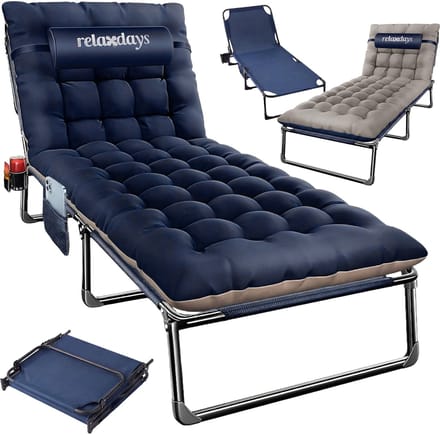 Ligbed met kussen - 190 cm - voor buiten - blauw