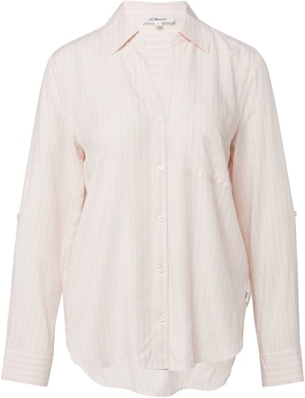 s.Oliver - female - Soepel vallende gestreepte blouse van viscose met omslag