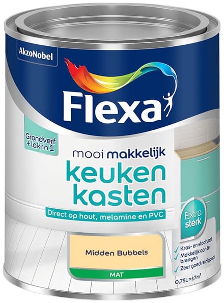 Flexa - Mooi Makkelijk Keukenkasten Mat - Midden Bubbels - Mengverf - 750 Ml