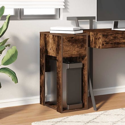 vidaXL - Computertorenstandaard - met - lade - 30x44x74 - cm - gerookt - eikenkleur
