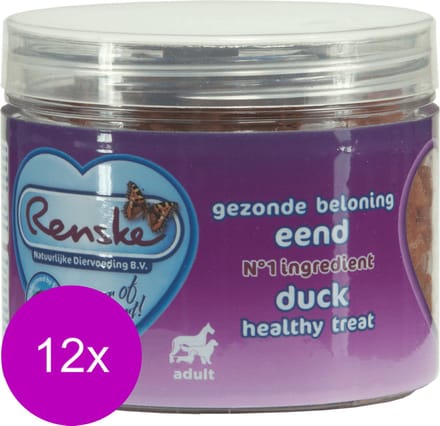 Renske Gezonde Beloning Hartjes 100 g - Hondensnacks - 12 x Eend