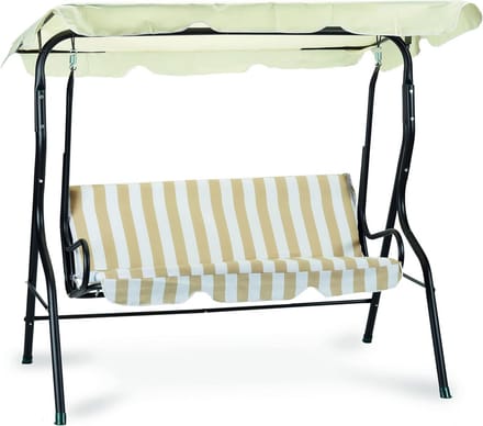 Luxe Schommelbank voor Buiten - Beige Stalen Frame