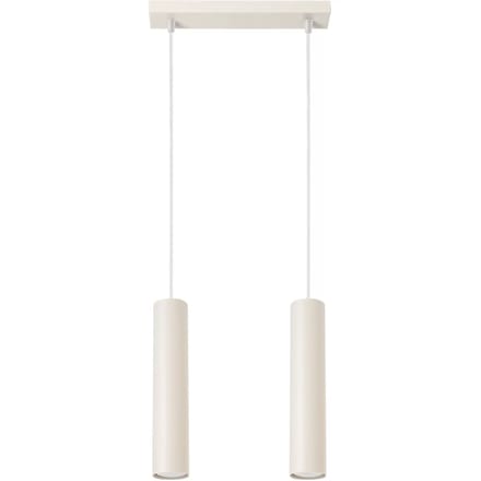 Hanglamp LAGOS 2 met 2 cilindrische kappen naast elkaar - Sollux Lighting - IP20 - Beige staal behuizing - 30 x 6 x 105 cm - 2 x GU10 LED, exclusief lichtbron - 2 x 10 W - Industriële hanglamp voor gang, hal en woonkamer