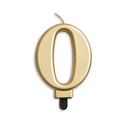Verjaardagskaars Cijfer 0 Wax 7,8 Cm Goud / van Globos feest
