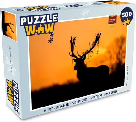 Puzzel Hert - Oranje - Silhouet - Dieren - Natuur - Legpuzzel - Puzzel 500 stukjes