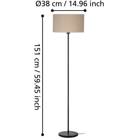 EGLO Feniglia Vloerlamp - E27 - 151 cm - Beige|Zwart - Linnen