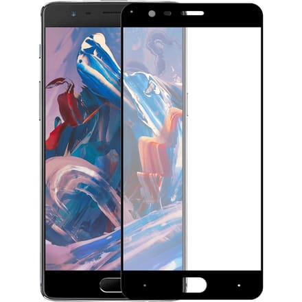 OnePlus 3 screenprotector gehard glas Edge to Edge - Zwart