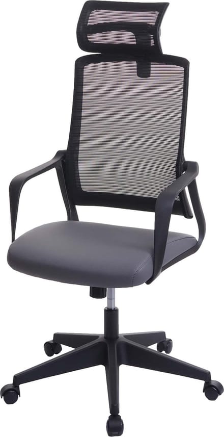 Bureaustoel MCW-J52, bureaustoel, ergonomische hoofdsteun, kunstleer ~ grijs