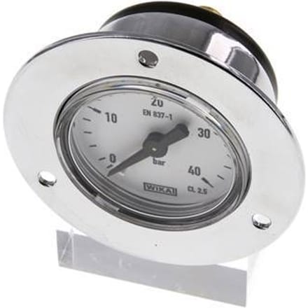 0..40 Bar Paneelmontage Manometer Staal/Messing 40 mm Klasse 2.5 (Voorflens) - MW04040SH-FP
