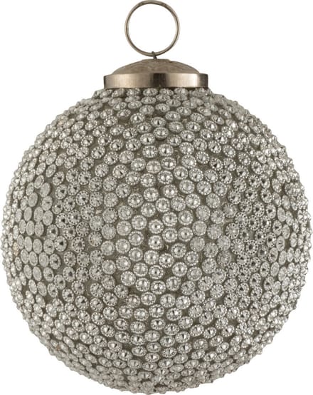 J-Line kerstbal Diamant - glas - wit - large - 4 stuks
