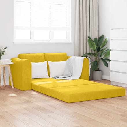 vidaXL - Slaapbank - Geel - 148 - x - 71 - x - 83 - cm - Fluweel