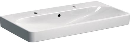 Geberit Smyle Square wastafel 2 kraangaten met overloop 90x48x16.5cm wit