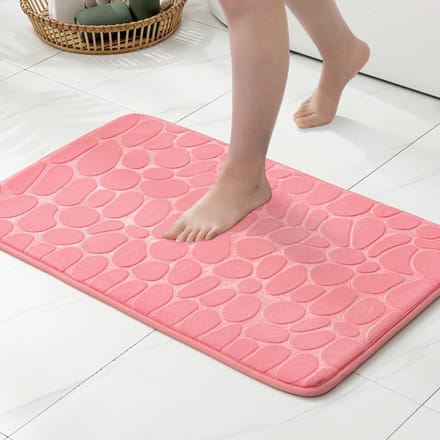 Geometrisch Badmat met Memory Foam - Antislip en Ultra Absorberend, 40 x 60 cm, Roze
