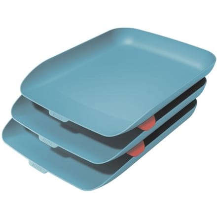 Leitz Cosy Set Van 3 Brievenbakken - Brievenbakjes Voor A4 En C4 Formaten - Sereen Blauw