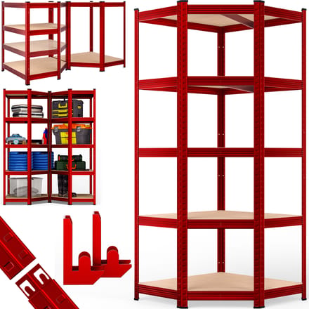Monzana Stellingkast - Schroefloos 5 Schappen MDF 180x70x40cm - Rood