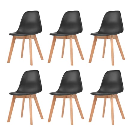 vidaXL - Eetkamerstoelen - 6 - st - kunststof - zwart