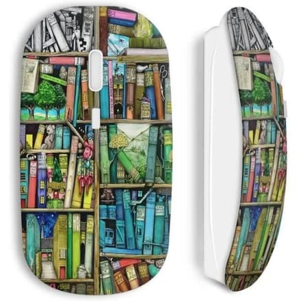 Souris sans fil - MANIACASE - Bibliothèque paint - USB wifi - Compatible Mac et PC - Blanc