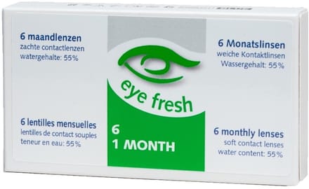 Eye Fresh Maandlenzen - 6 stuks - Sterkte -1.00 - Hioxifilcon A - 57% water - Langdurig draagcomfort