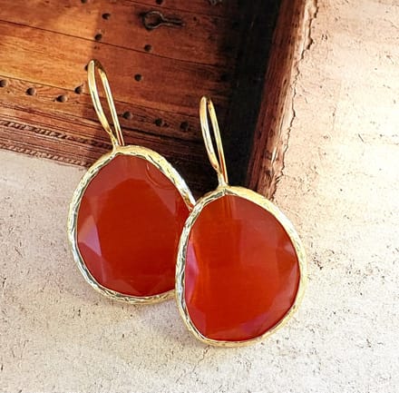 Oorbellen cateye steen oranje groot
