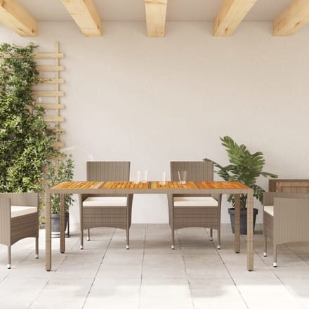 vidaXL - Tuintafel - 190x90x75 - cm - poly - rattan - en - acaciahout - beige