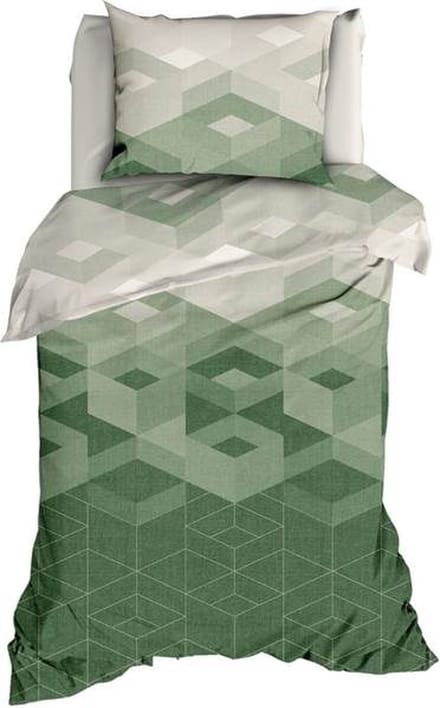Satin d'Or Kiton Dekbedovertrek - Eenpersoons - 140x200/220 cm - Jade/Forestgreen
