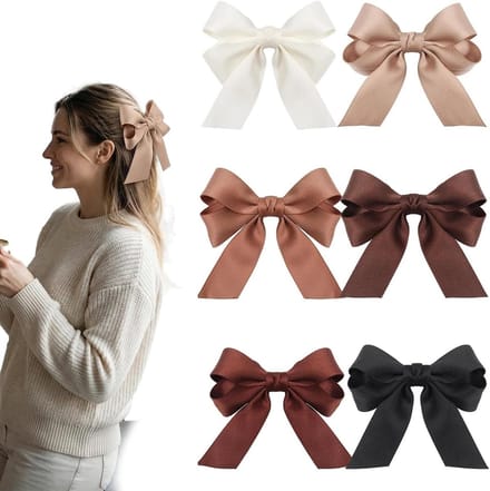 Solidchoice - Set van 6 Haarclips met Satijnen Strik voor Elke Gelegenheid