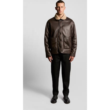 Lyle & Scott Shearling Jacket Whiskey Brown Maat: M | Leren Jassen Outlet | Heren | Bruin