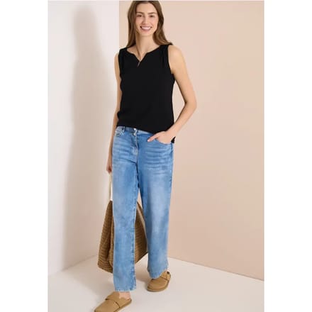 Top met gespleten hals in effen kleur