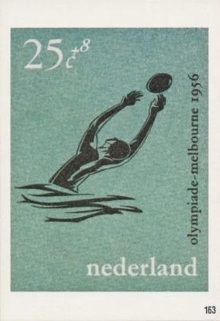 Briefkaart met afbeelding Waterpolo-speler – Olympiade 1956 – Melbourne postzegel