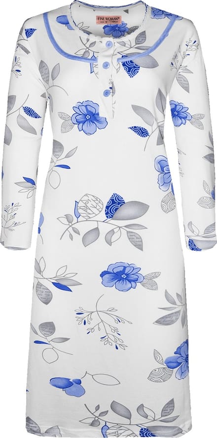 Dames nachthemd gebloemd blauw XL