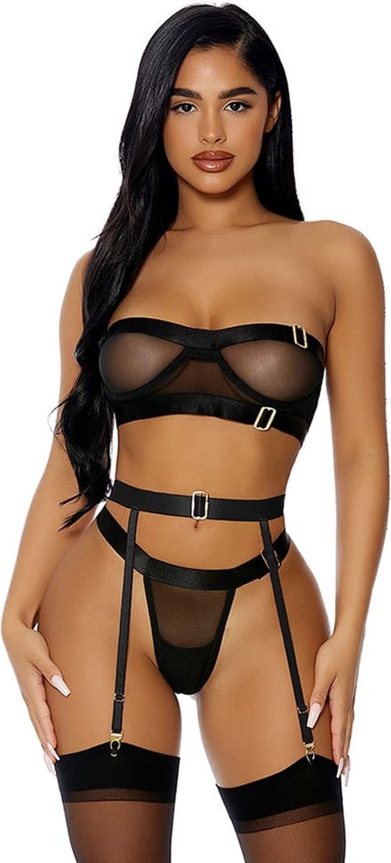 Forplay Good As Gold Lingerie Set - Lingerie Set black S