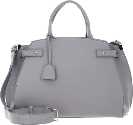 COCCINELLE Leren handtas schoudertas Kliche Handbag Grained Leather Light Grey Lichtgrijs