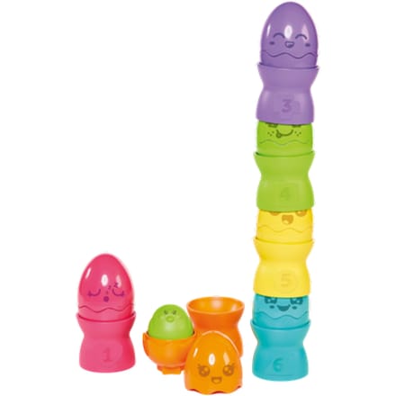 Tomy educatief speelgoed Hide & Squeak Egg Stackers multicolor.